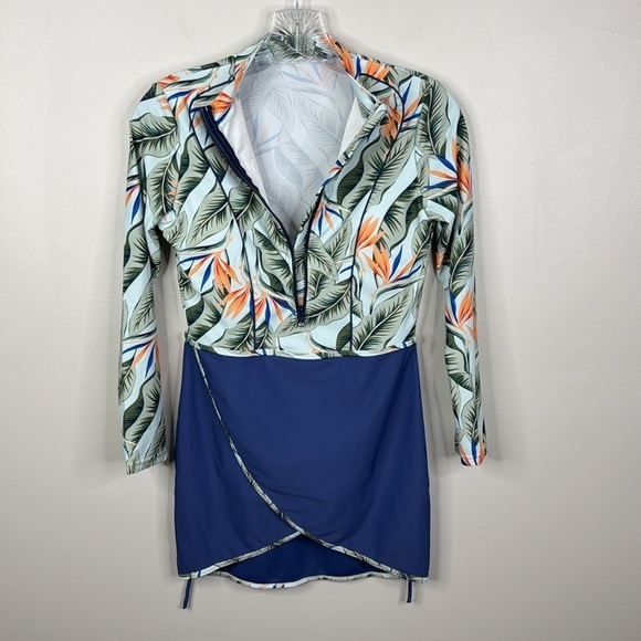 Women's Modest Floral Full Sleeve Swim Top Size Small - Picture 4 of 7